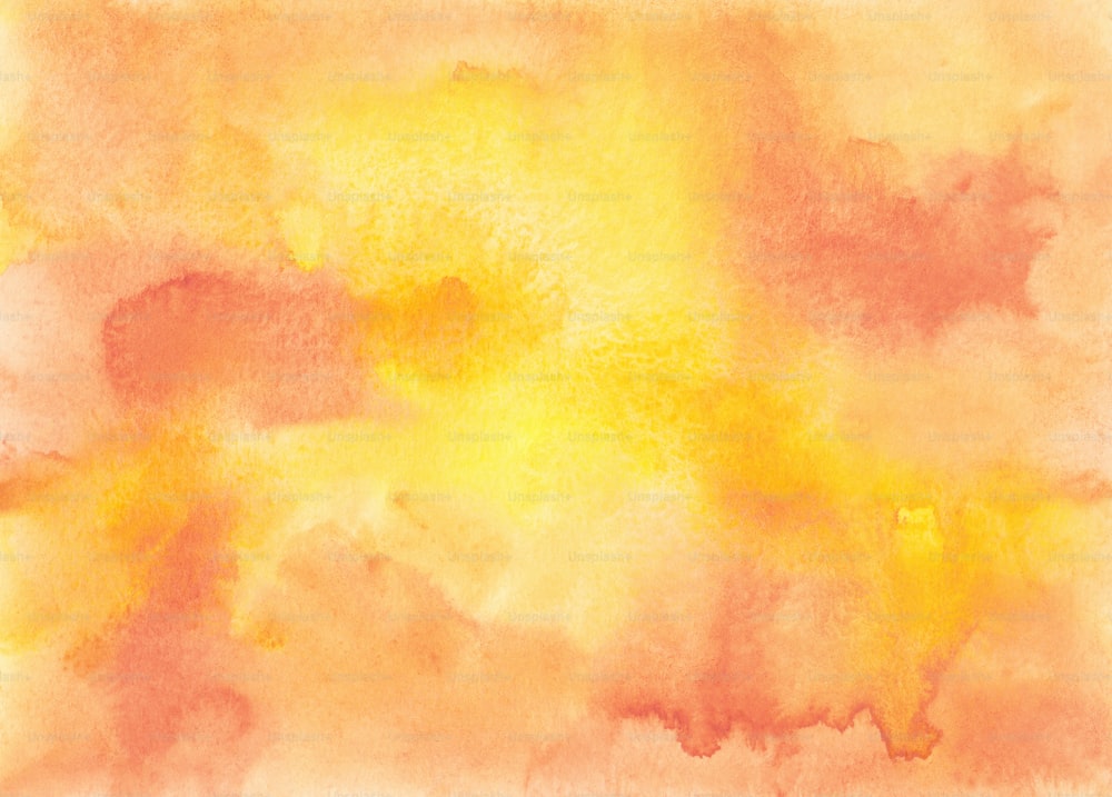 a watercolor painting of yellow and orange clouds