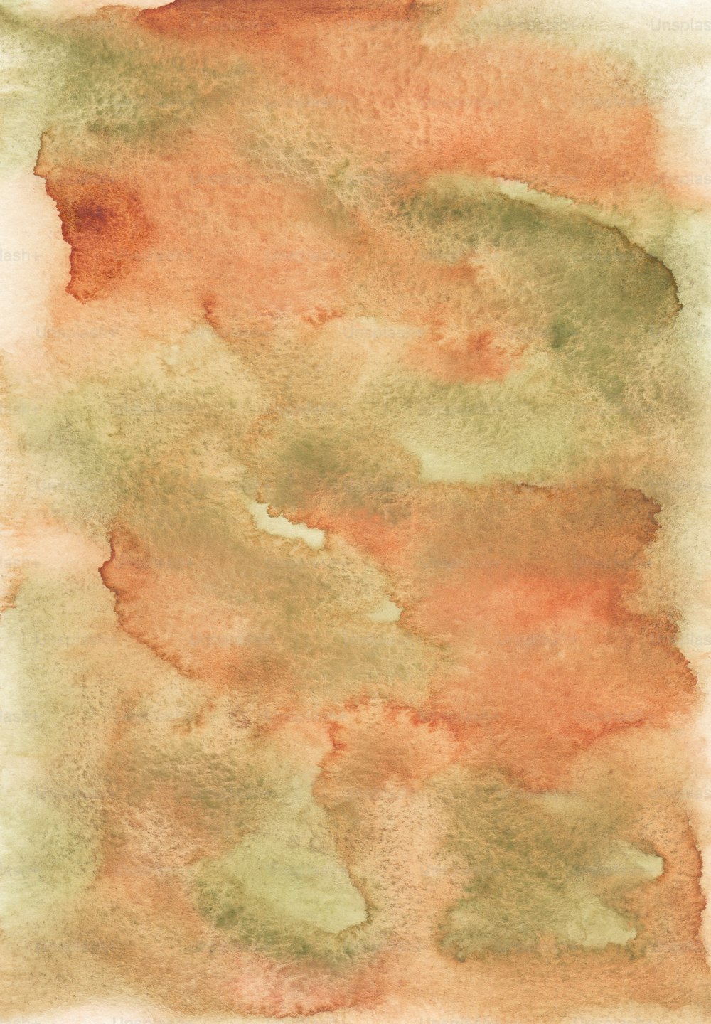 a watercolor painting of a green and orange background