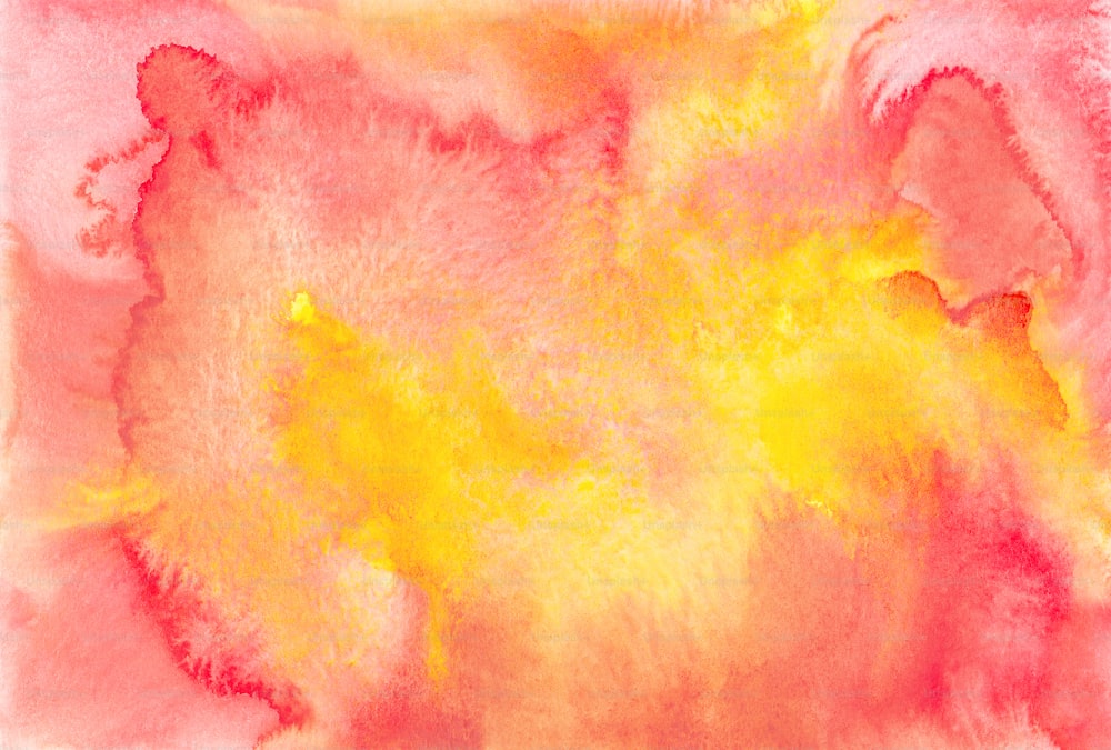a painting of yellow and red colors on a white background
