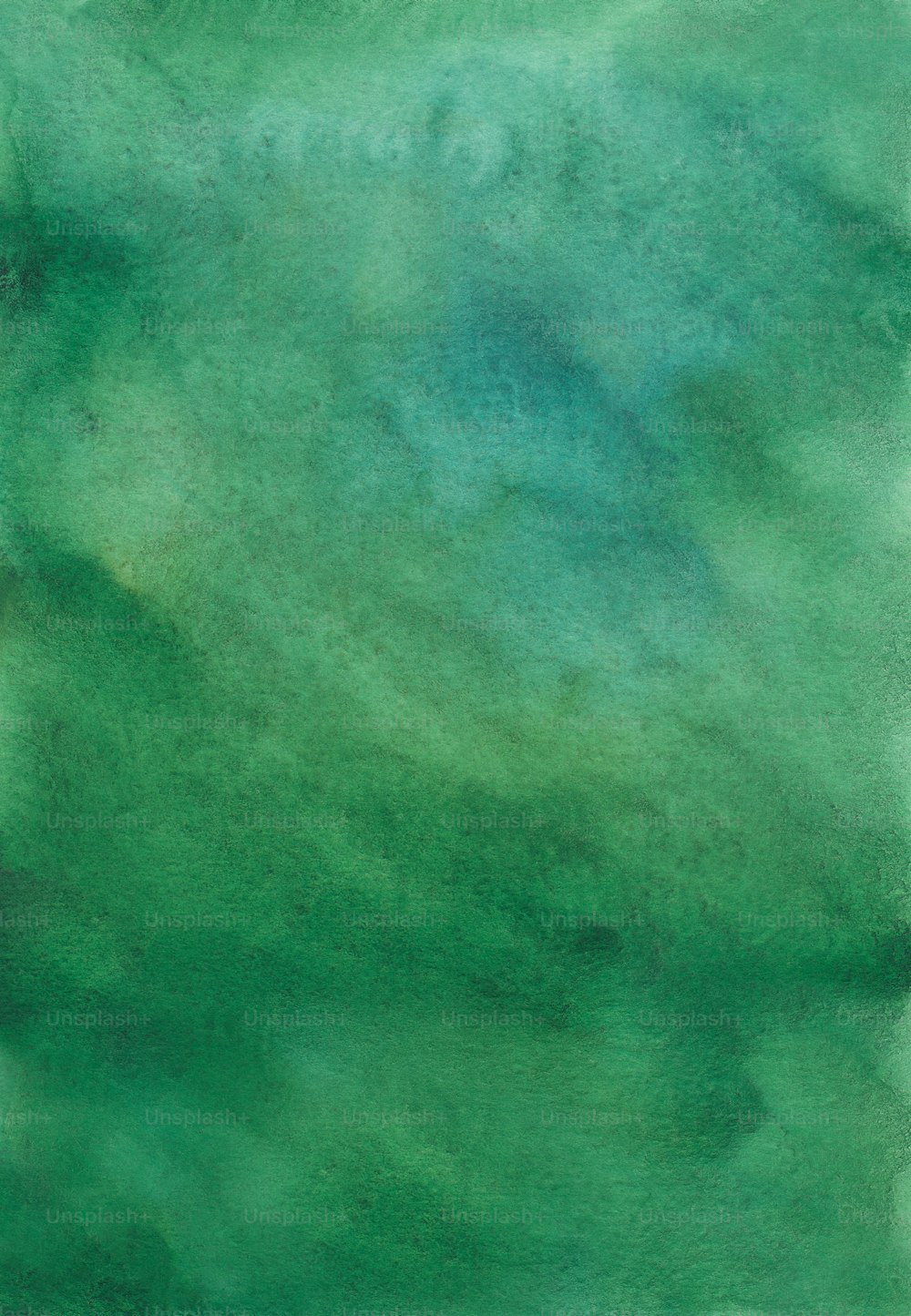 a painting of a green and blue sky