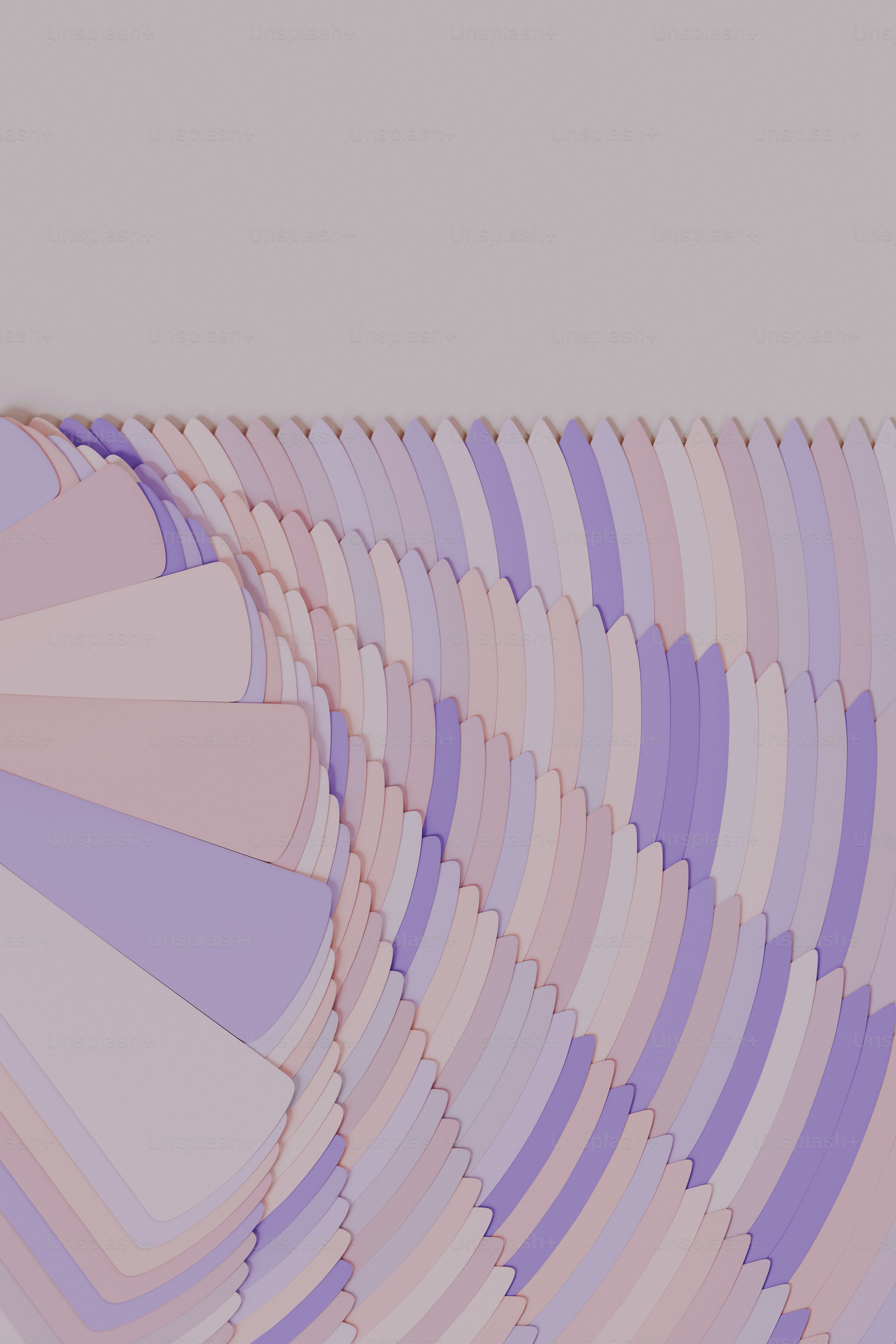 a large amount of purple and pink paper stacked on top of each other