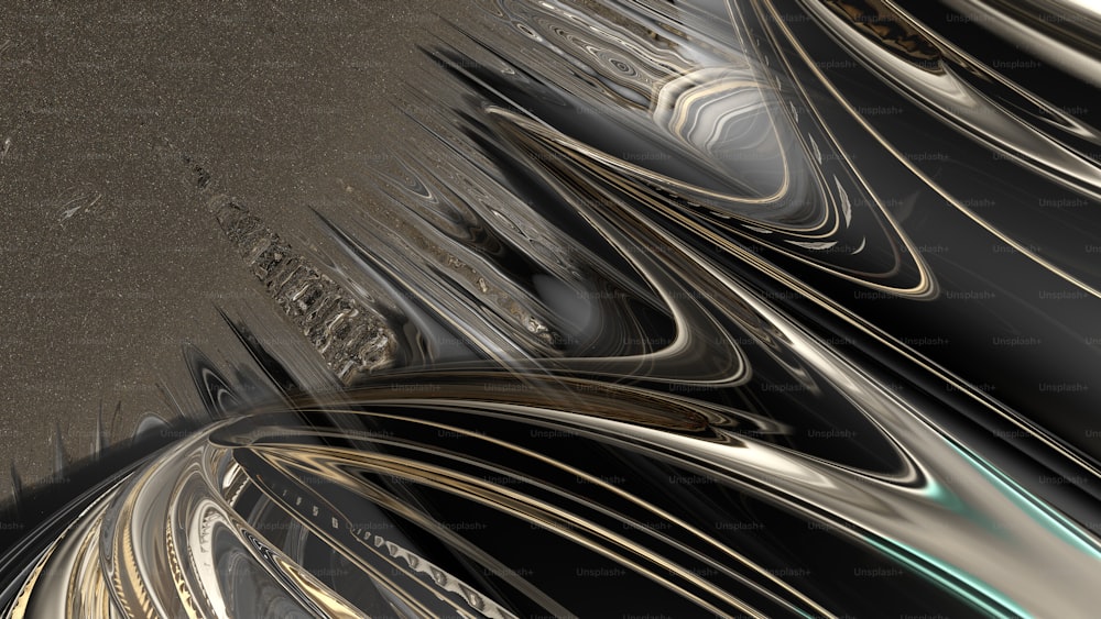 a close up of a black and silver object