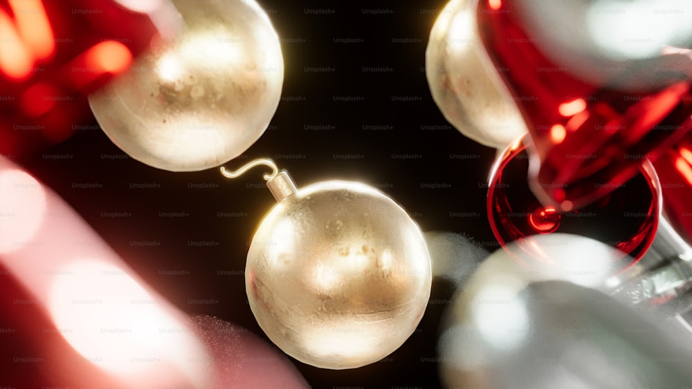 a close up of a pair of christmas ornaments