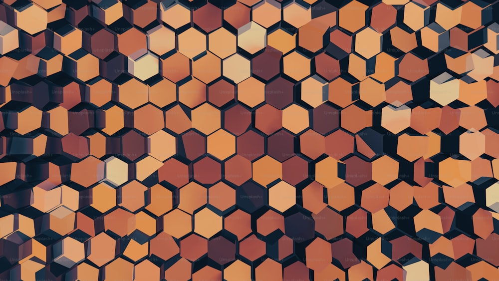a pattern of hexagonal shapes in orange and brown