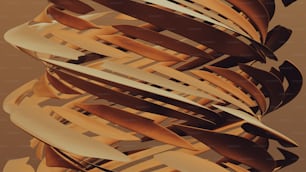 Una imagen abstracta de una escultura hecha de tiras de madera