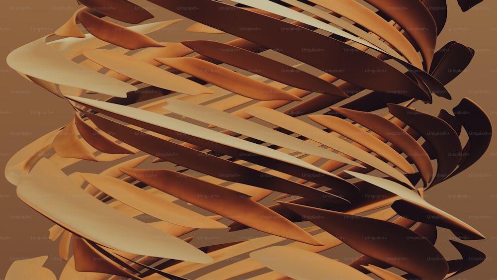 an abstract image of a sculpture made out of strips of wood