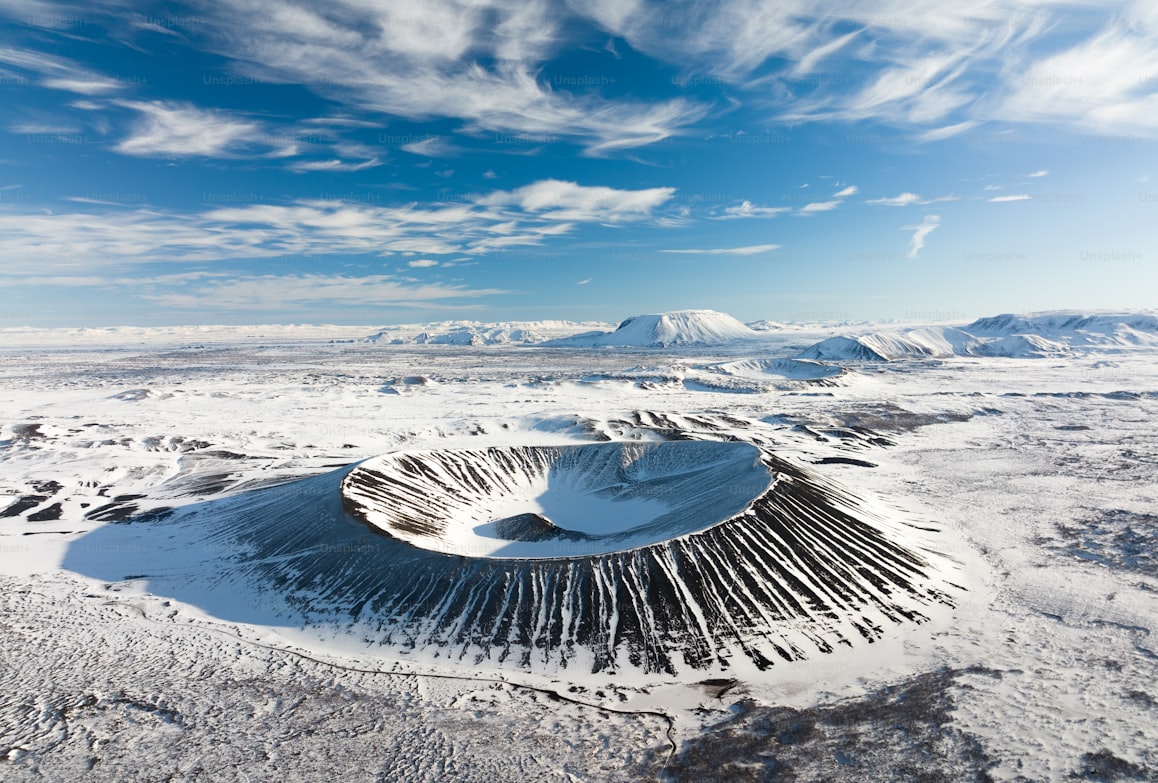 Iceland Crater Road Mountain Images & Pictures Winter Images & Pictures Hd Snow Wallpapers Icelandic Aerial View Icenaldic Wintery Landscape Images & Pictures Ice Distant Highway Mountain Images & Pictures Nature Images