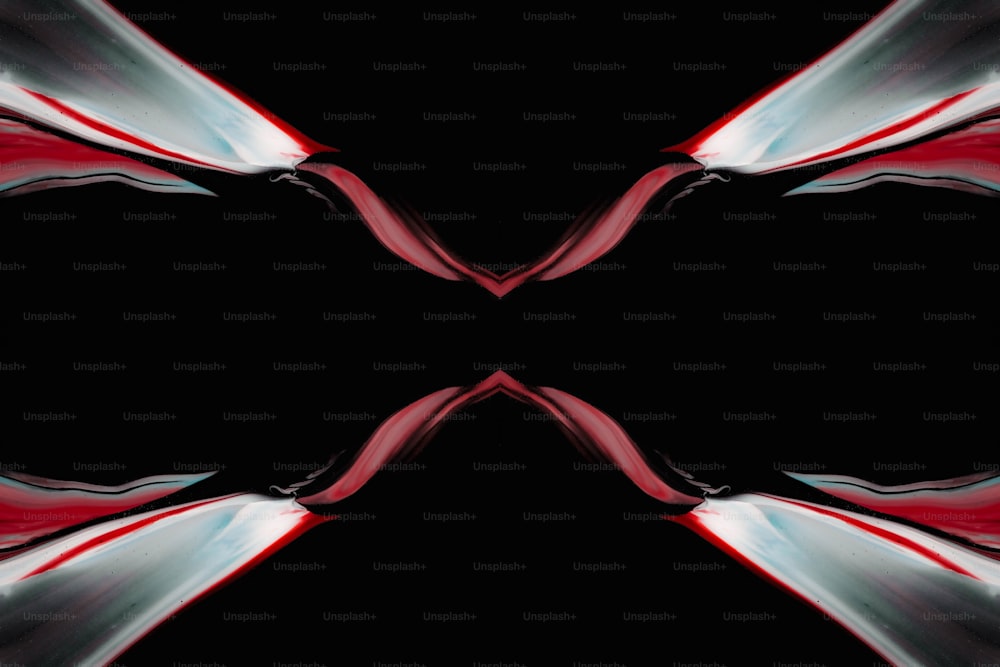 a black background with a red and white design