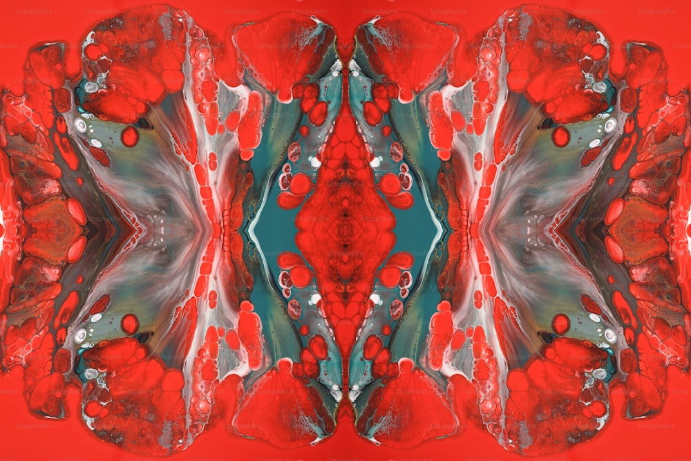 Ein abstraktes Bild aus roten und grünen Formen