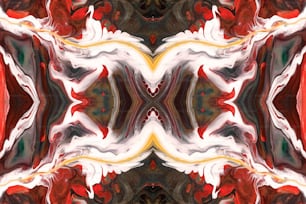 an abstract image of a red, white, and yellow flower