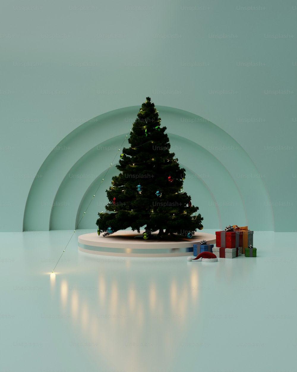 a small christmas tree sitting on top of a table