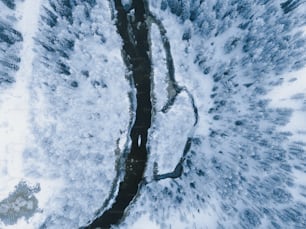 a river running through a snow covered forest