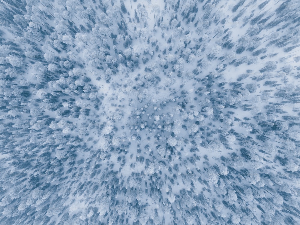 Una foto blu e bianca di neve e nuvole
