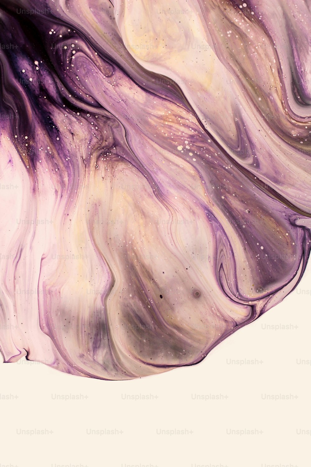 a painting of a purple and white swirl