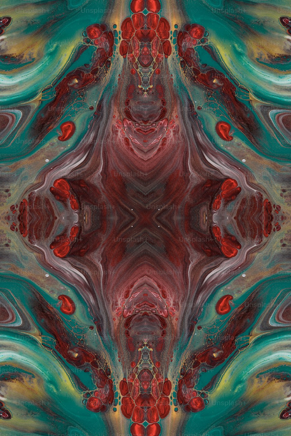 a picture of a red and green abstract design