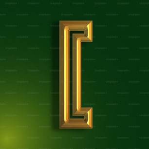a gold letter l on a green background