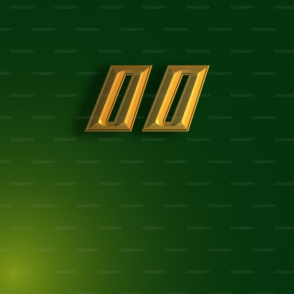 a green wall with two gold numbers on it