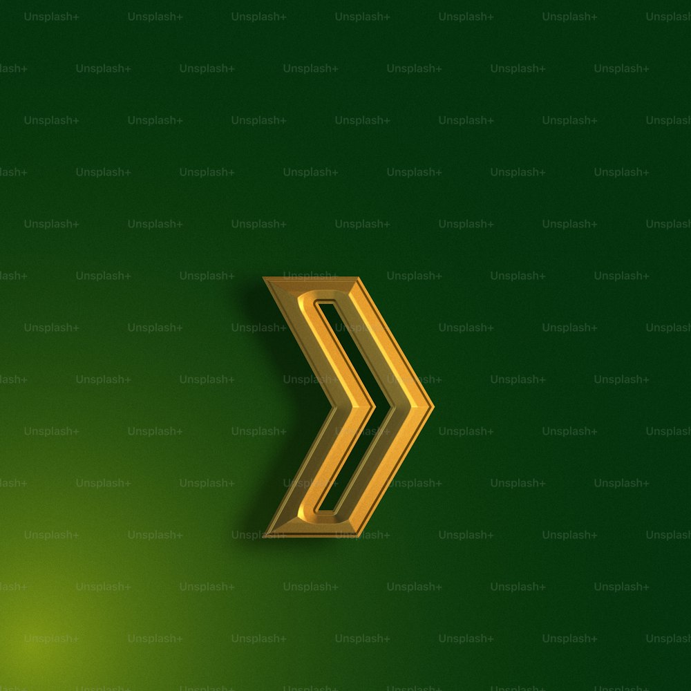 a gold arrow on a green background