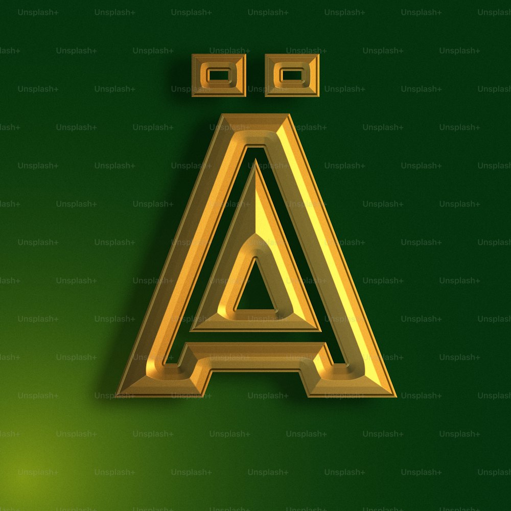 the letter a is made up of gold letters