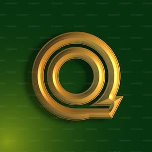 Ein goldenes Q auf grünem Hintergrund