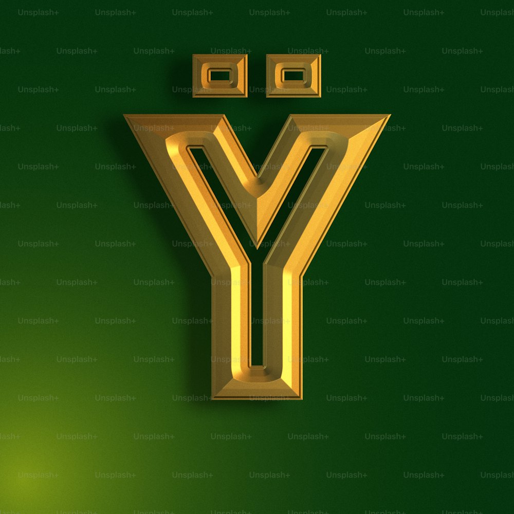 the letter y is made up of gold letters