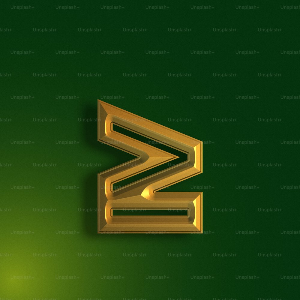 a gold letter s on a green background