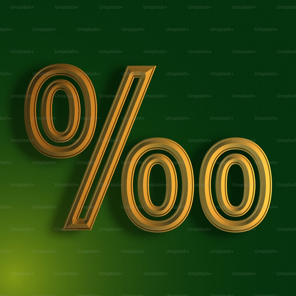 um fundo verde com um sinal de porcentagem de ouro