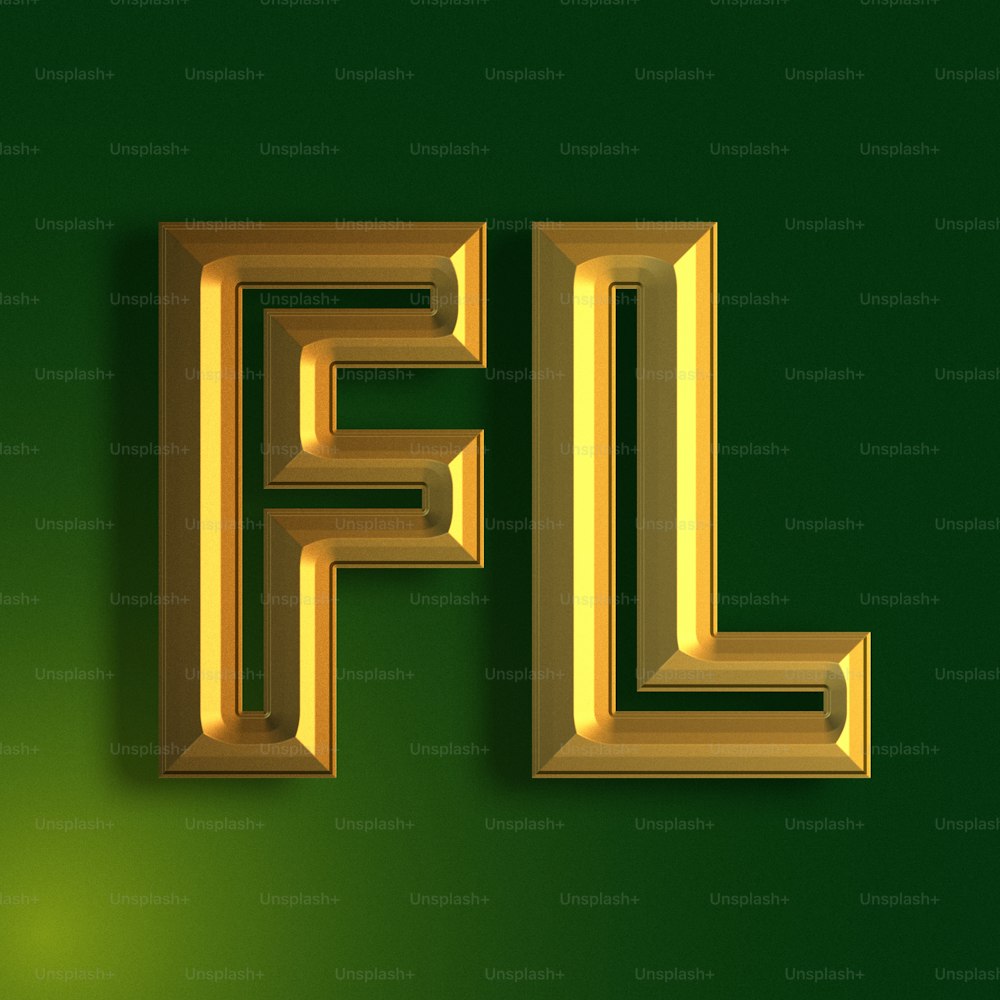 the letter f is made up of gold letters