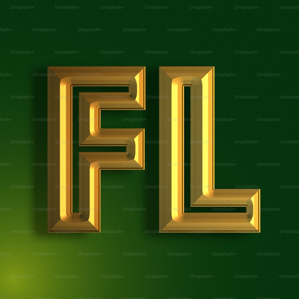 the letter f is made up of gold letters