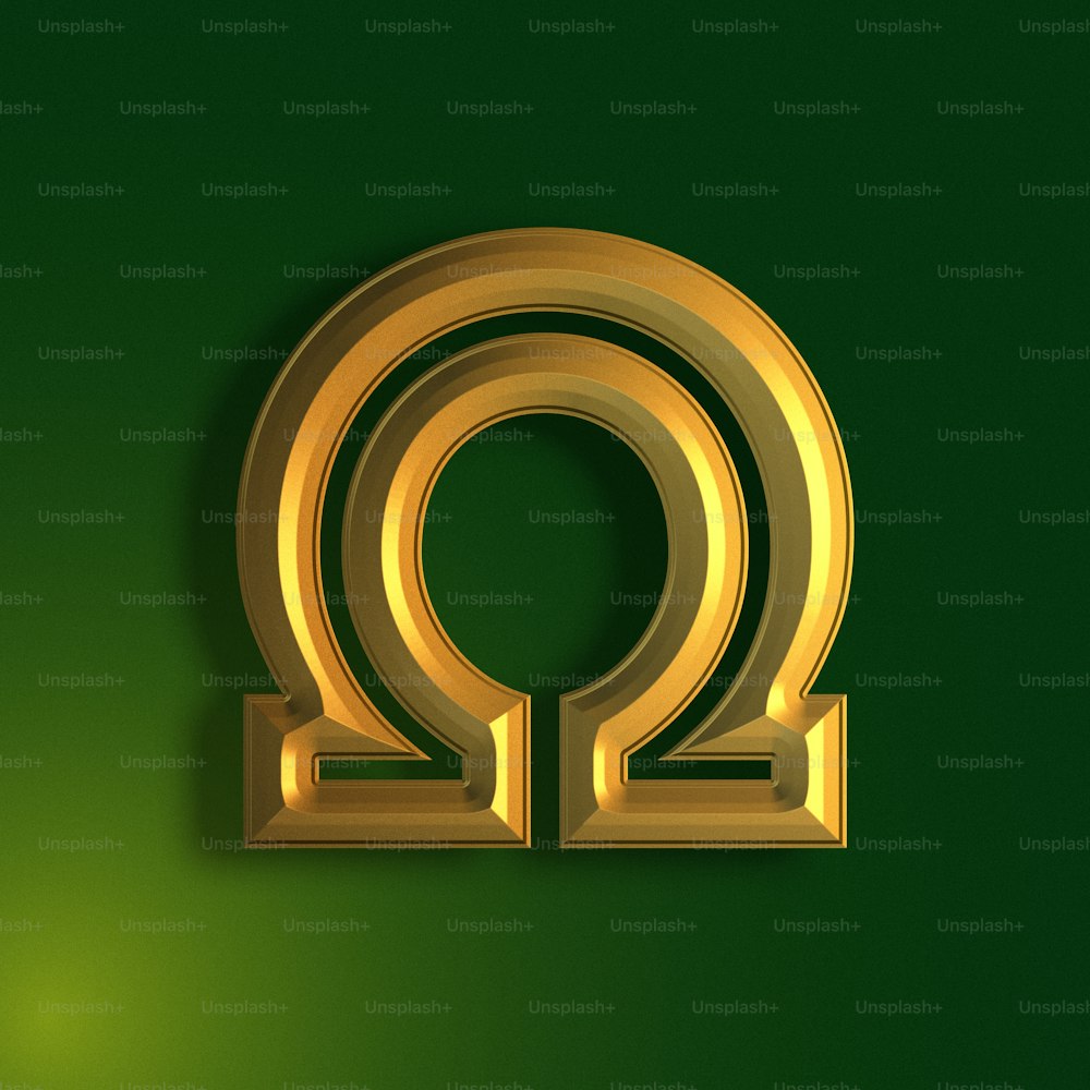 a golden symbol on a green background