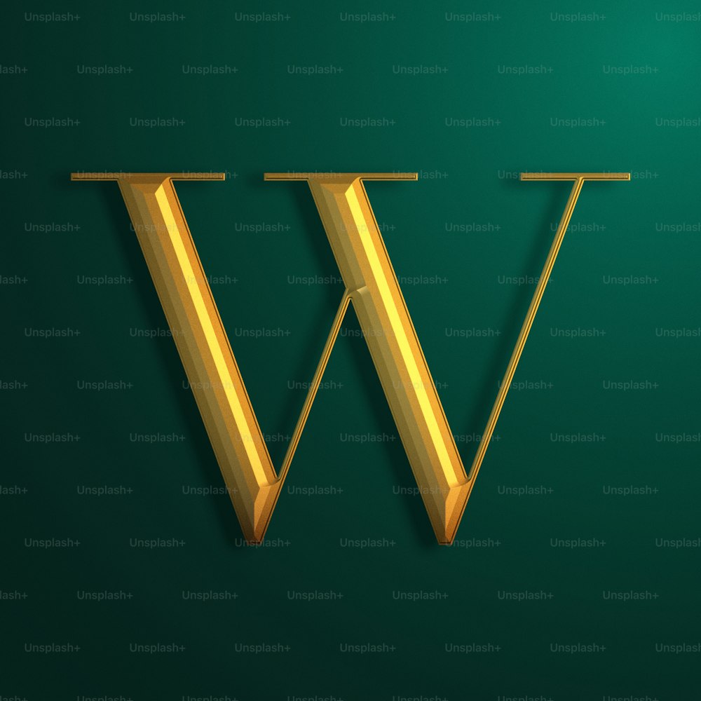 ein goldener Buchstabe W auf grünem Hintergrund