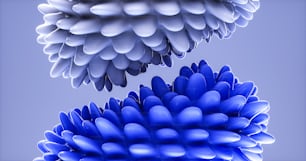 Eine Nahaufnahme eines Straußes blauer und weißer Blumen
