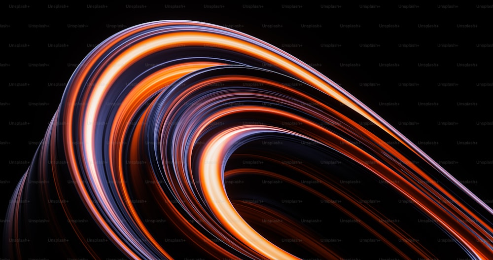 a black background with orange and blue lines