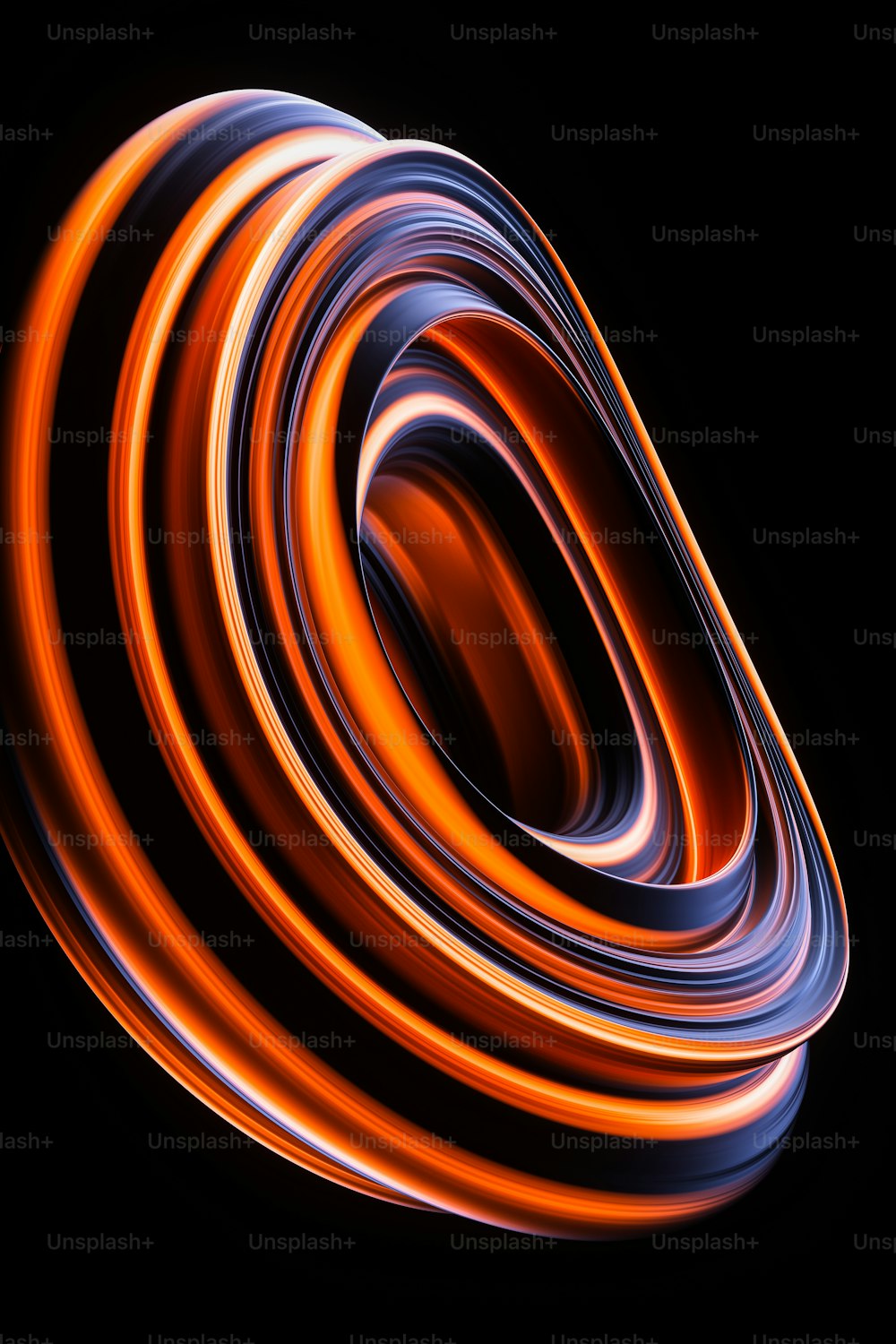 a black background with orange and blue swirls