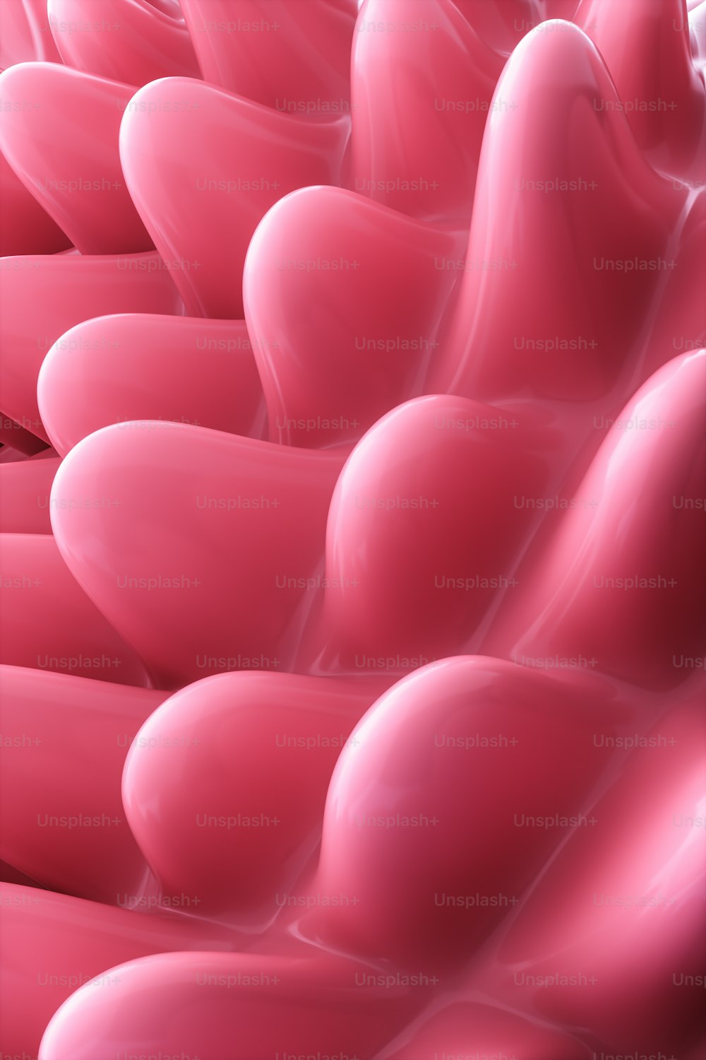 Una imagen generada por computadora de un ramo de corazones rosados