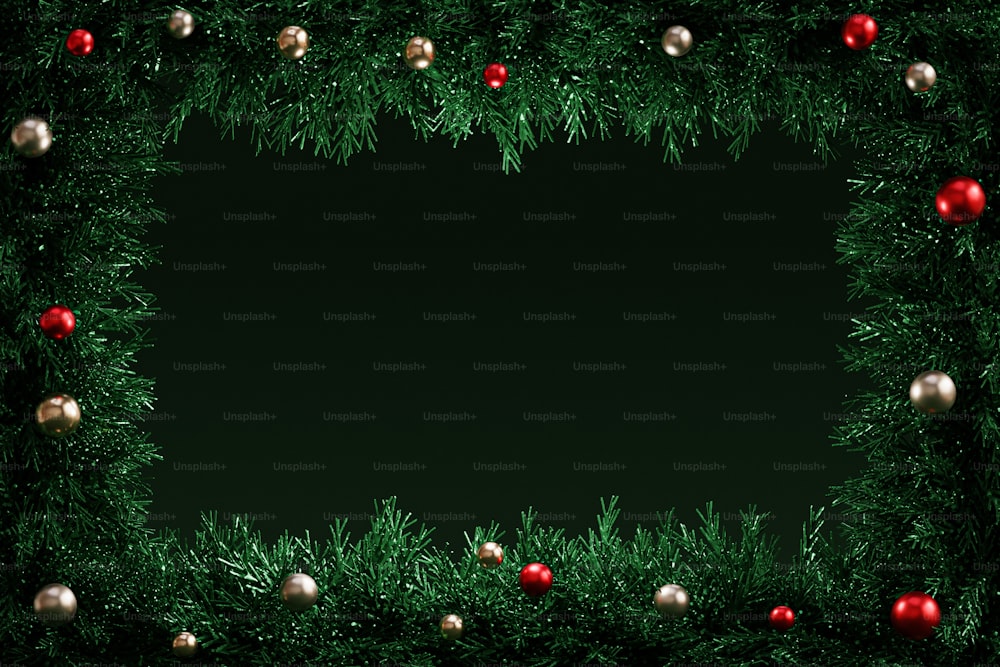 クリスマスの飾りで構成された正方形のフレーム