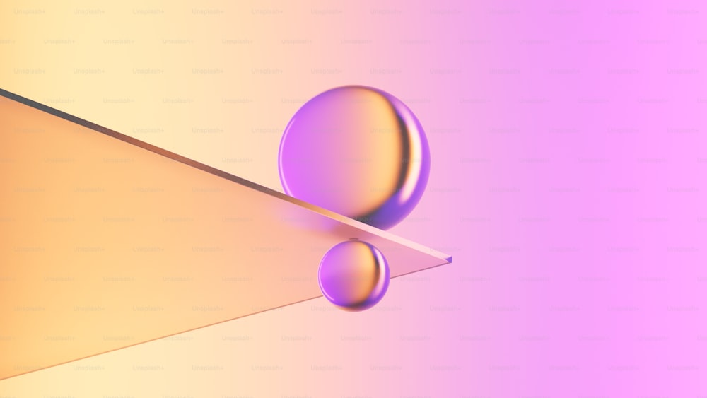 a purple and yellow background with a sphere