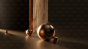 una palla d'oro seduta sopra un tavolo