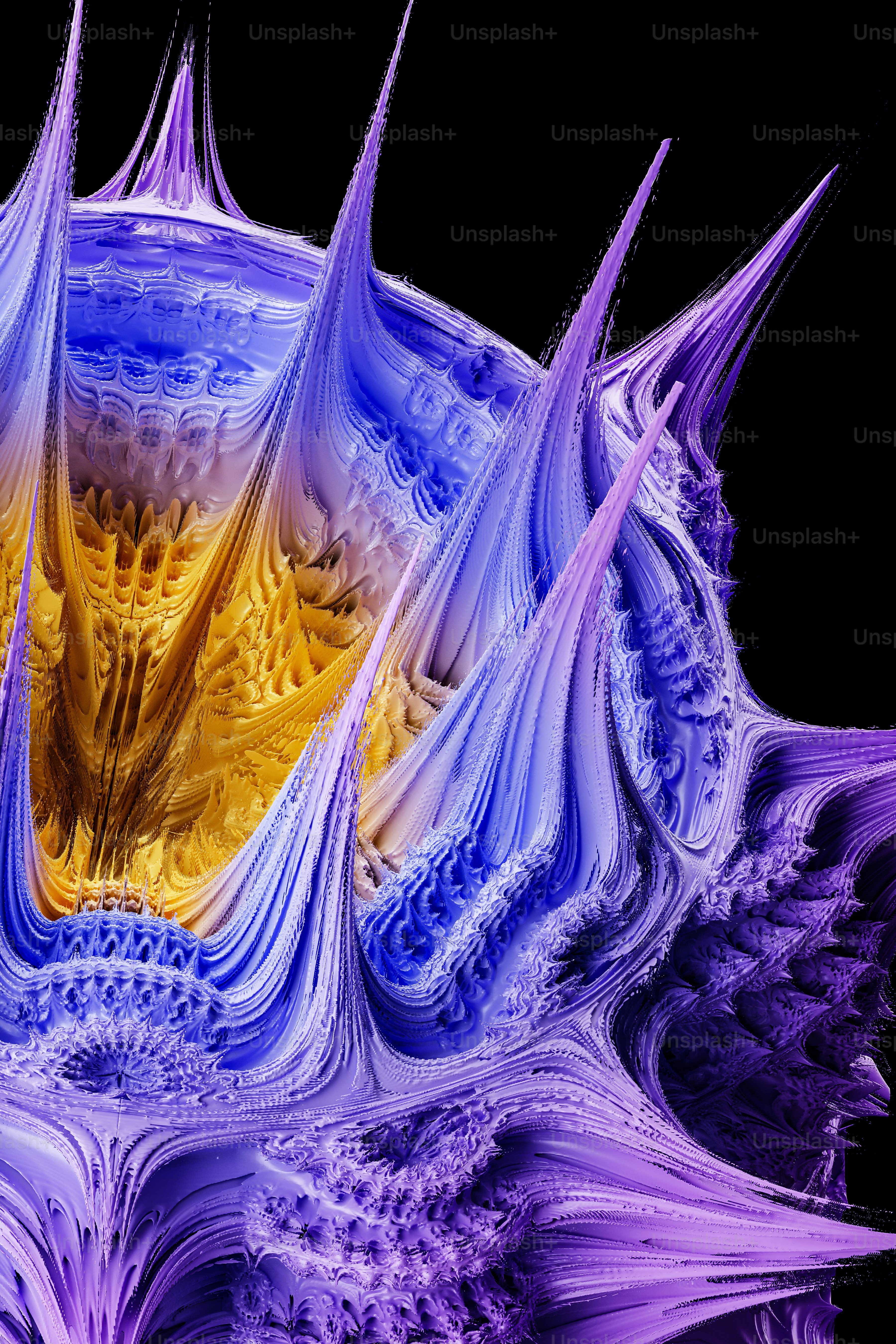 Un primer plano de una flor púrpura con un fondo negro