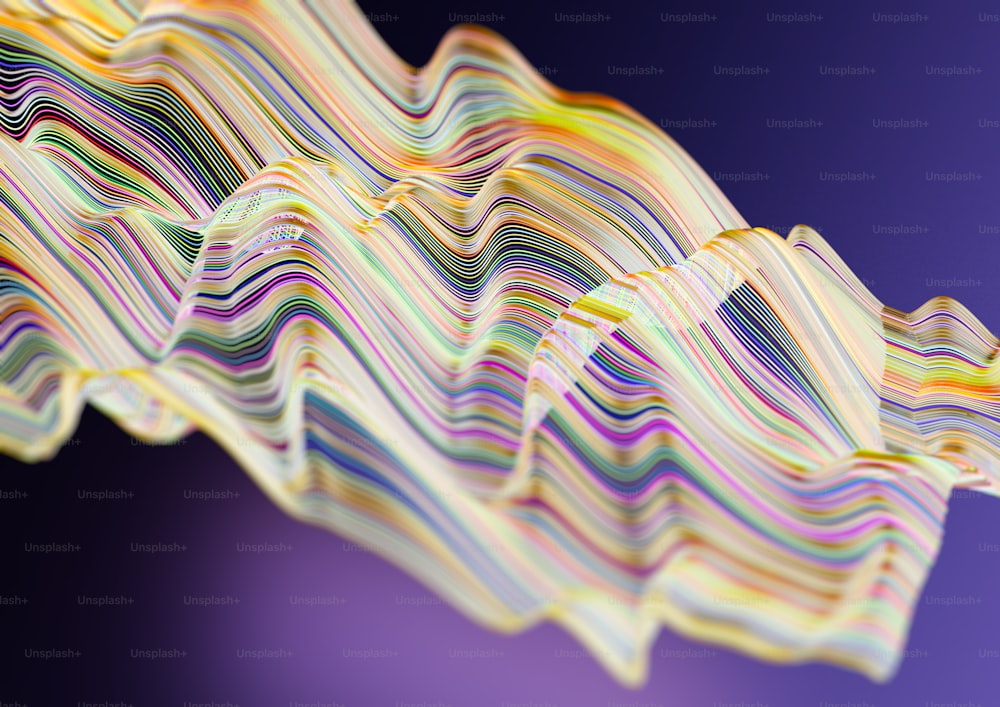 a multicolored wavy pattern on a purple background