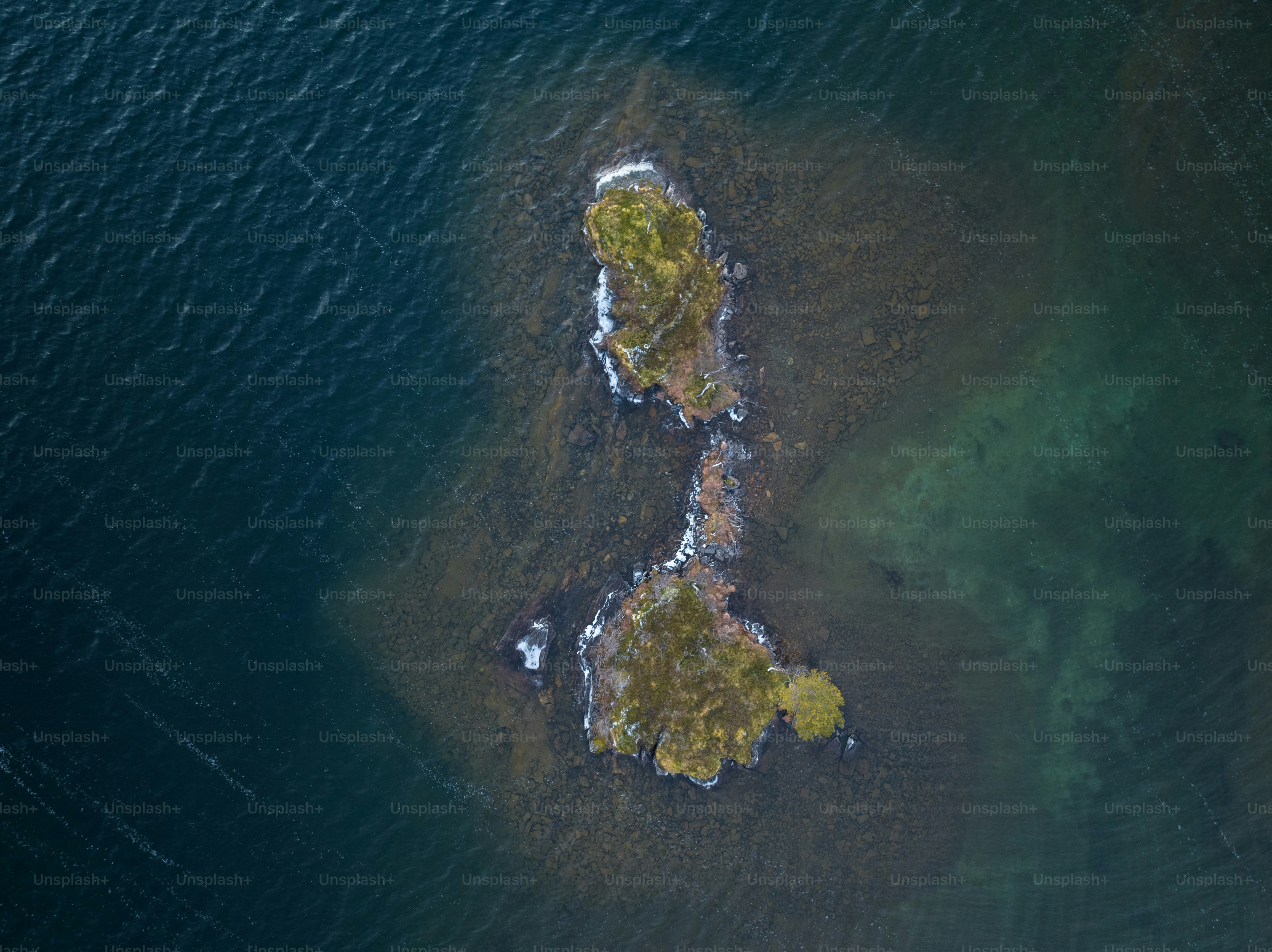 an aerial view of a body of water