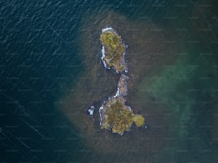 an aerial view of a body of water