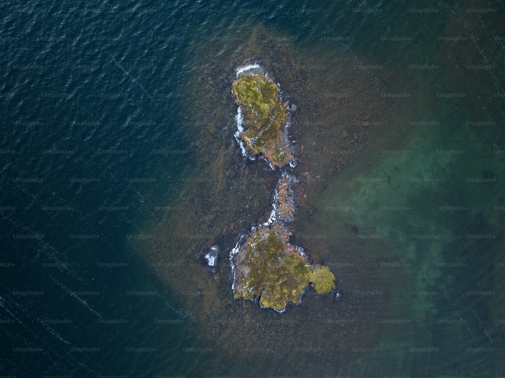 an aerial view of a body of water