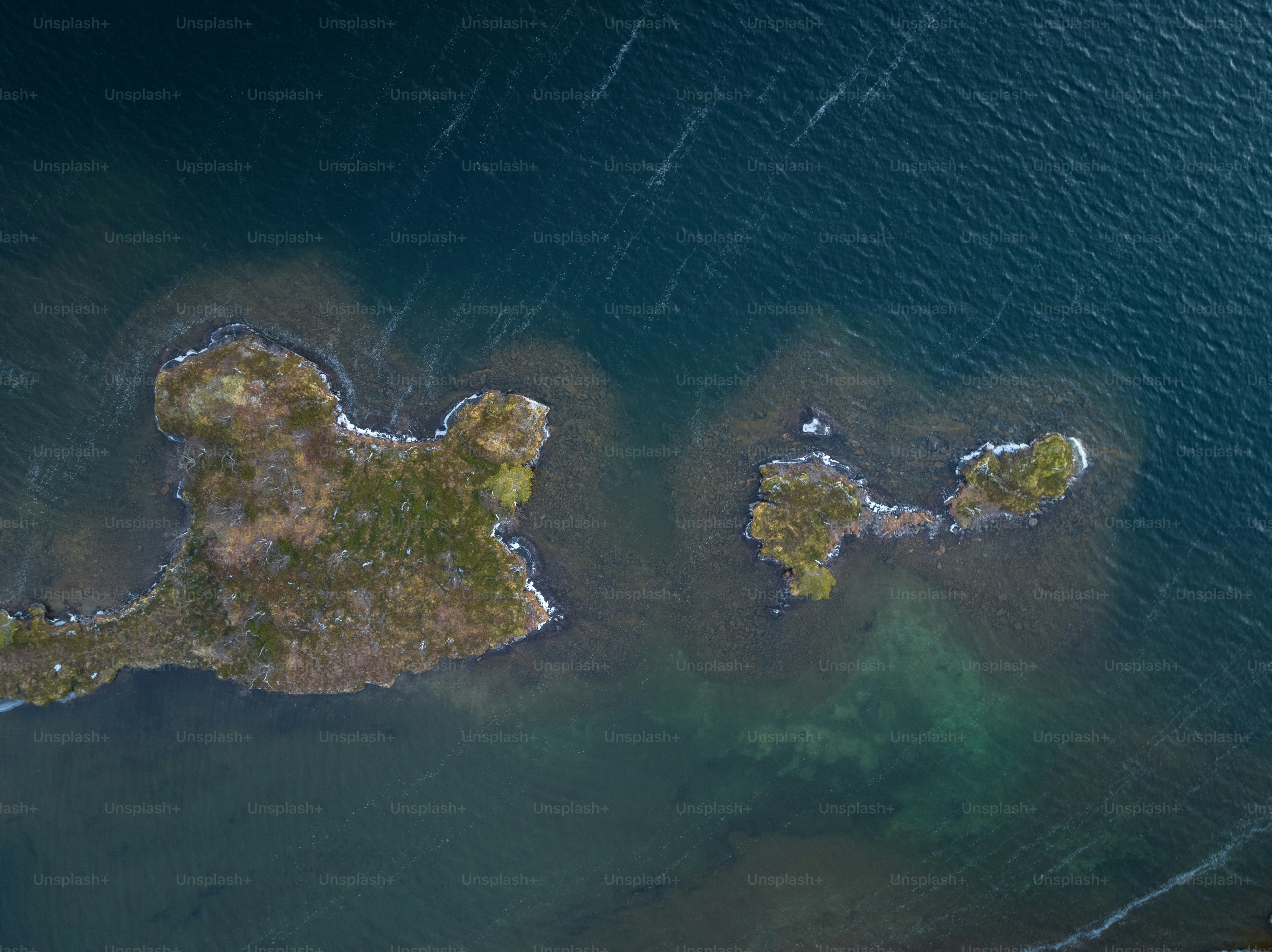 an aerial view of a body of water