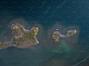 an aerial view of a body of water