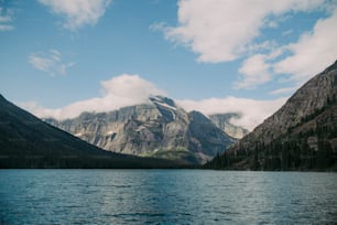 a large body of water surrounded by mountains