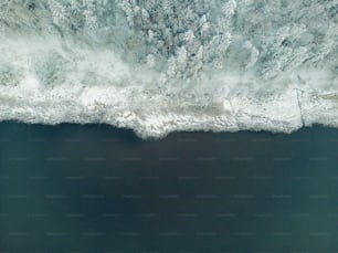 an aerial view of a body of water