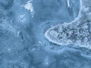 an aerial view of ice and water