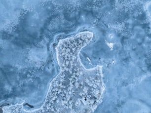 an aerial view of ice and water