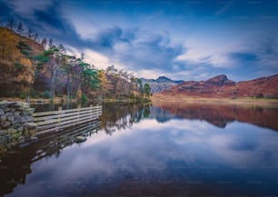 a body of water surrounded by mountains and trees